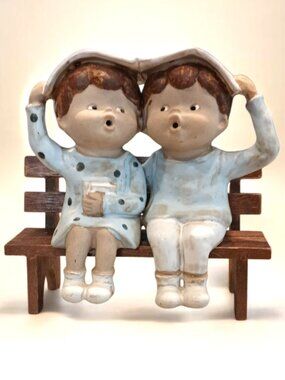 Vintage Seymour Mann Shelf Sitter Children Sitting In The Rain Singing Figurine